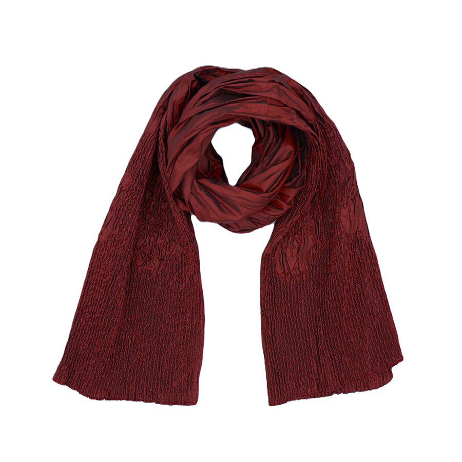 Textured Crinkle Lightweight Smocked Pleated Scarf