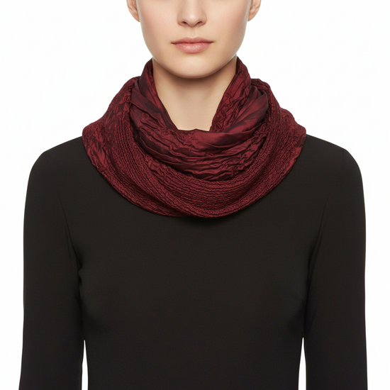 Textured Crinkle Lightweight Smocked Pleated Scarf