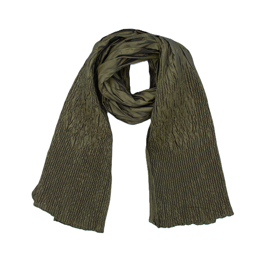 Textured Crinkle Lightweight Smocked Pleated Scarf