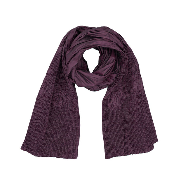 Textured Crinkle Lightweight Smocked Pleated Scarf