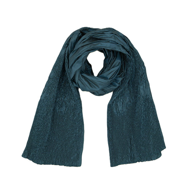 Textured Crinkle Lightweight Smocked Pleated Scarf