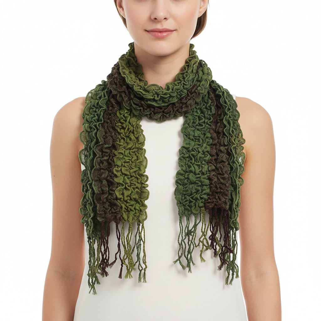 Green lace scarf on a white background