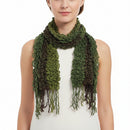 Green lace scarf on a white background