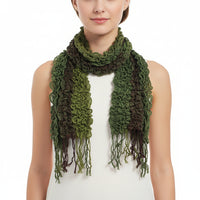Green lace scarf on a white background
