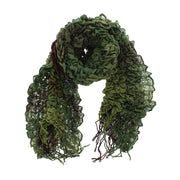 Wrinkled Checkered Brown & Green Warm Winter Scarf