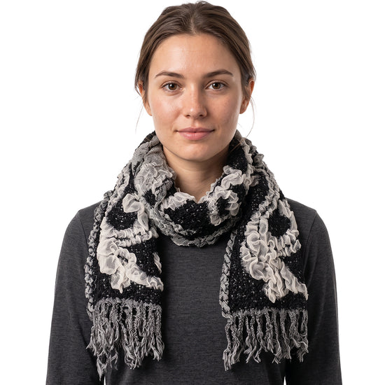 Knitted Spots Circles Patterned Stretchable Scarf