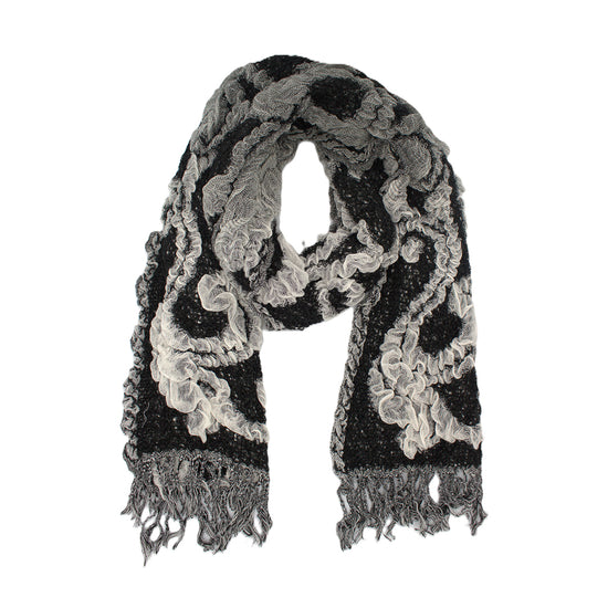 Knitted Spots Circles Patterned Stretchable Scarf