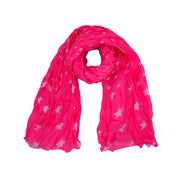 Crinkle Fabric Pink Star Print Scarf
