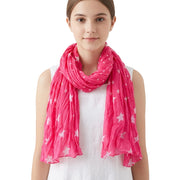 Crinkle Fabric Pink Star Print Scarf