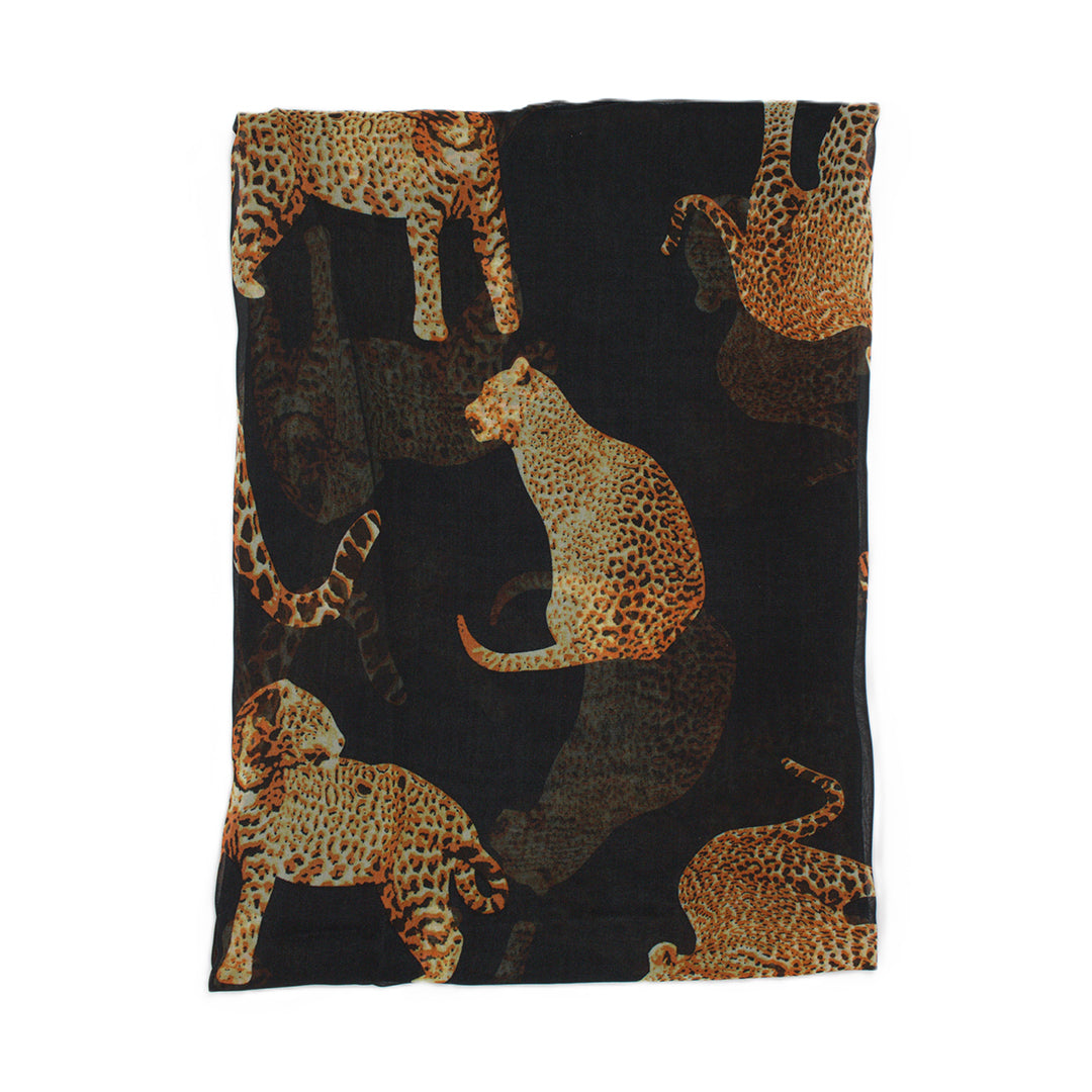 Leopard Print Chiffon Scarf