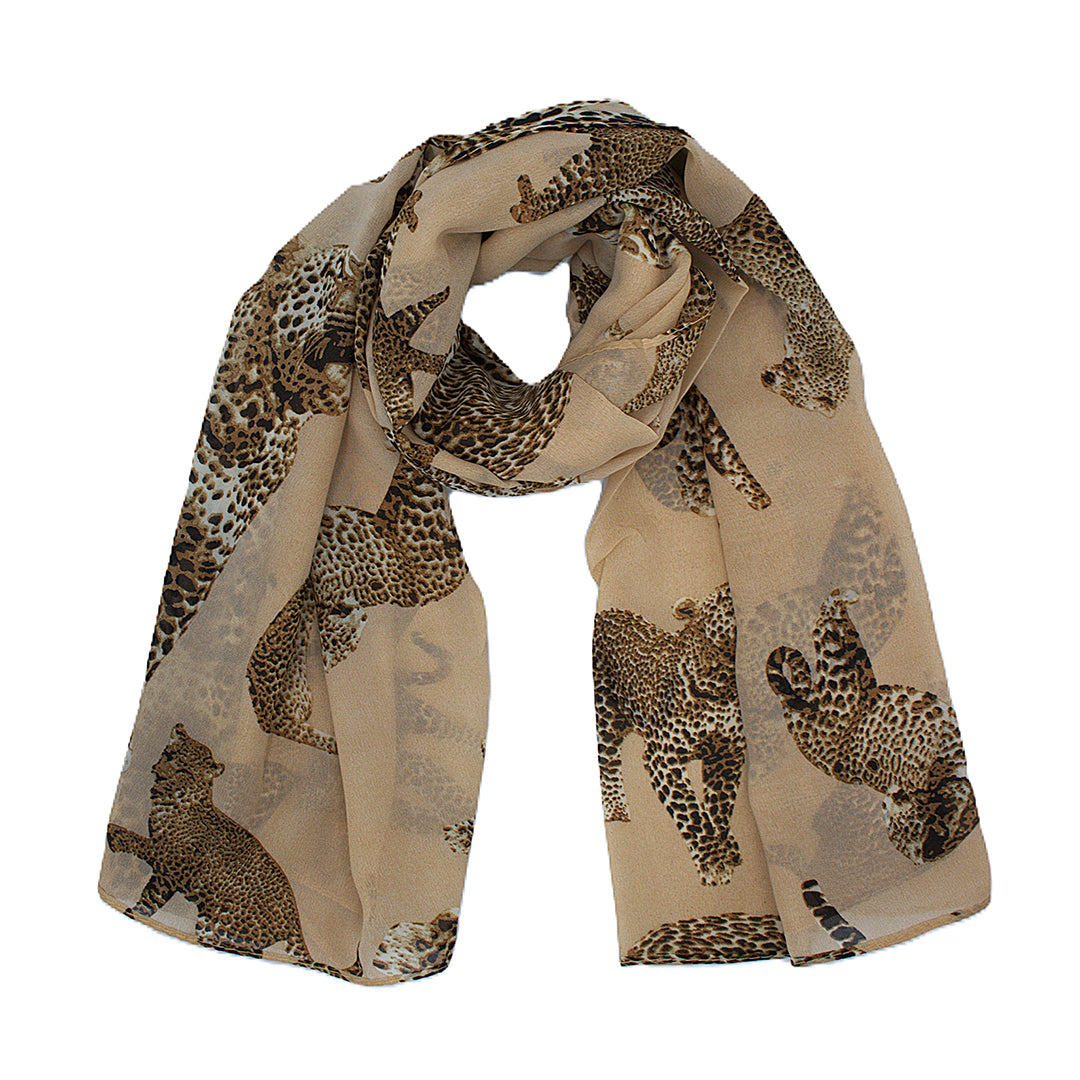 Leopard Print Chiffon Scarf