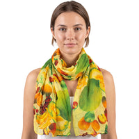 Yellow Tropical Fruit Print Scarf