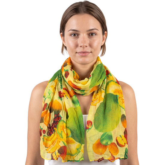 Yellow Tropical Fruit Print Scarf