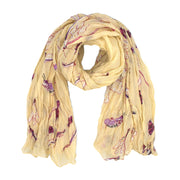 Soft Crinkle Scarf with Dragonfly and Insect Print