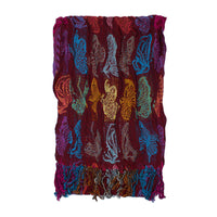 Butterfly Print Crinkle Scarf with Tassels