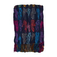 Butterfly Print Crinkle Scarf with Tassels