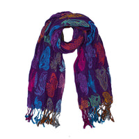 Butterfly Print Crinkle Scarf with Tassels