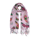 Multicolour Butterfly Print Scarf with Tassels