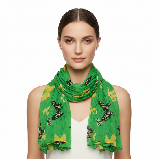 Butterfly Print Soft Crinkle Scarves