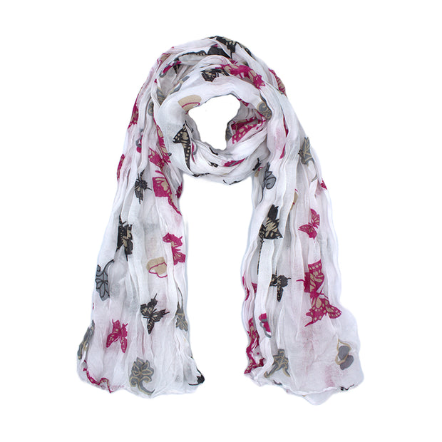 Butterfly Print Soft Crinkle Scarves