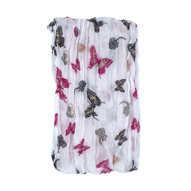 Butterfly Print Soft Crinkle Scarves