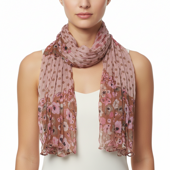 Floral Geometric Polka Dot Soft Crinkle Scarves