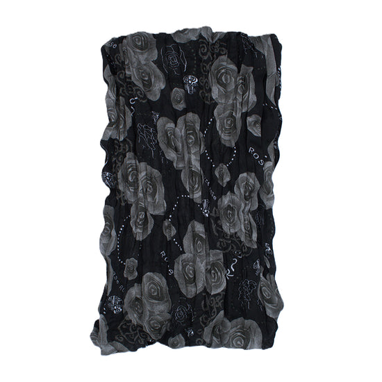 Rose Floral Print Soft Crinkle Scarves