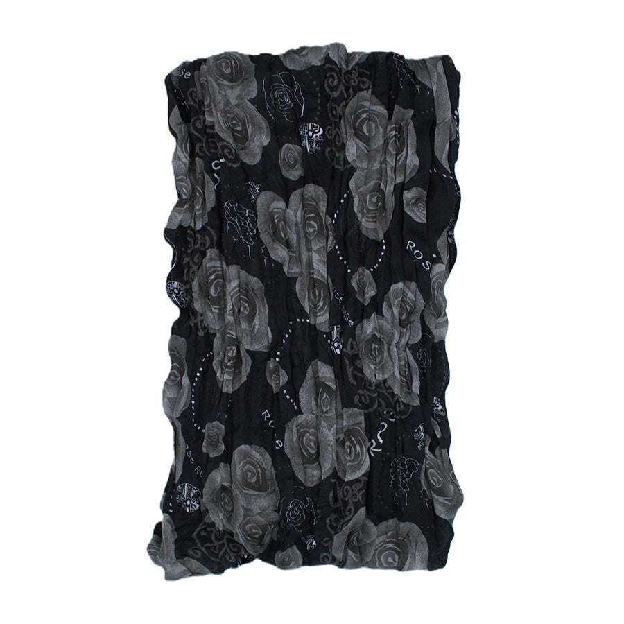 Rose Floral Print Soft Crinkle Scarves