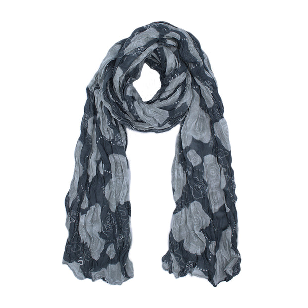 Rose Floral Print Soft Crinkle Scarves