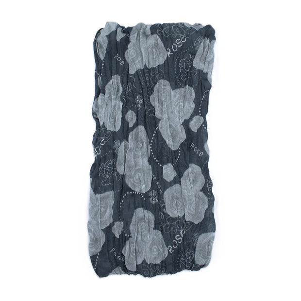Rose Floral Print Soft Crinkle Scarves