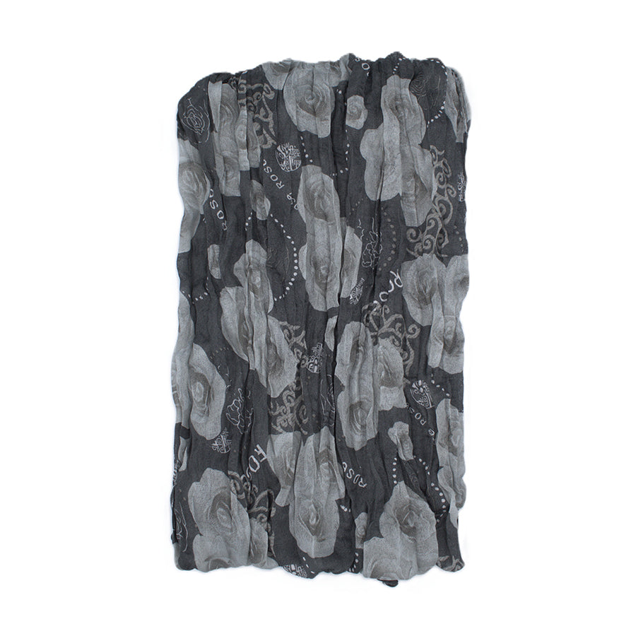 Rose Floral Print Soft Crinkle Scarves