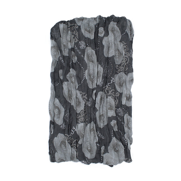 Rose Floral Print Soft Crinkle Scarves
