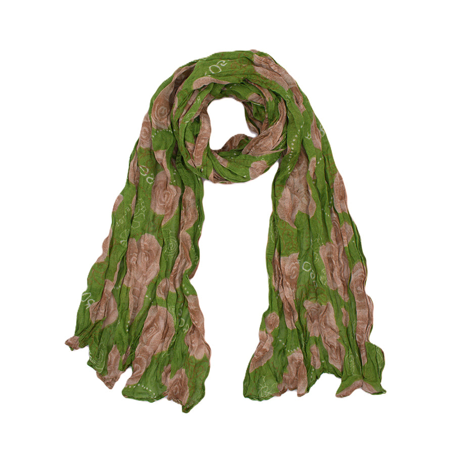 Rose Floral Print Soft Crinkle Scarves