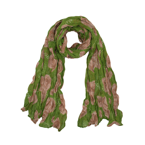 Rose Floral Print Soft Crinkle Scarves