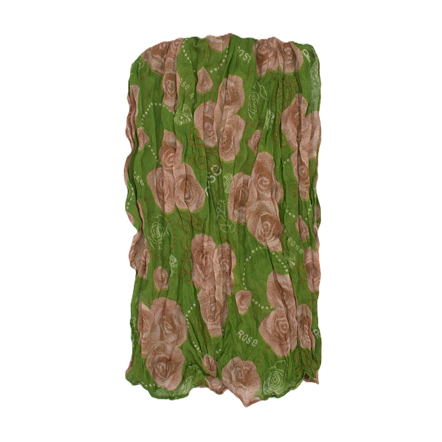 Rose Floral Print Soft Crinkle Scarves