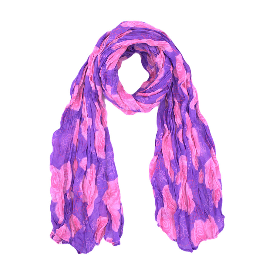 Rose Floral Print Soft Crinkle Scarves