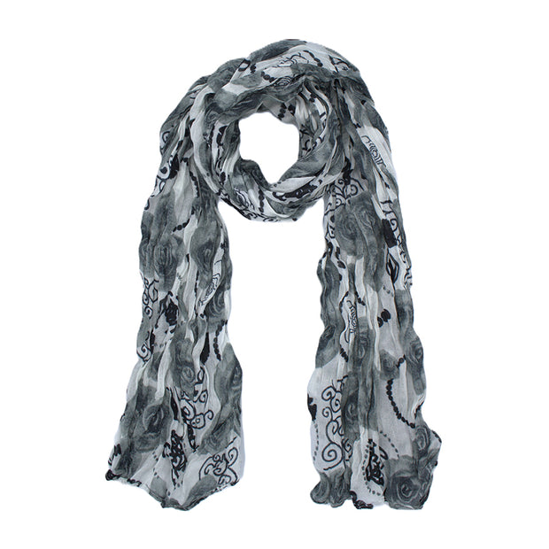 Rose Floral Print Soft Crinkle Scarves
