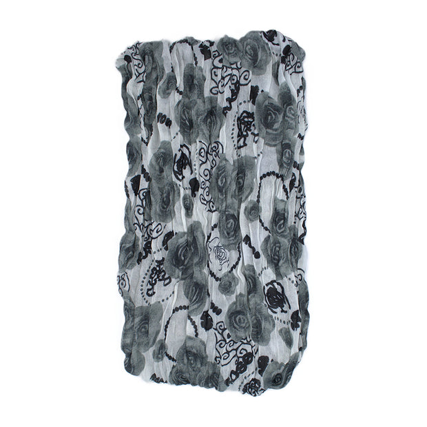 Rose Floral Print Soft Crinkle Scarves