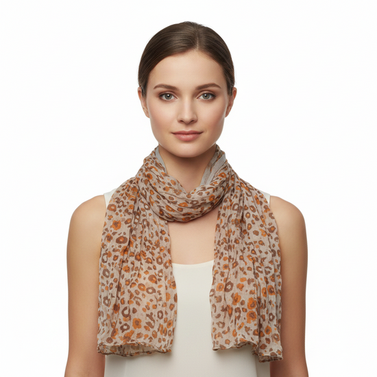 Giraffe and Floral Print Soft Crinkle Scarves
