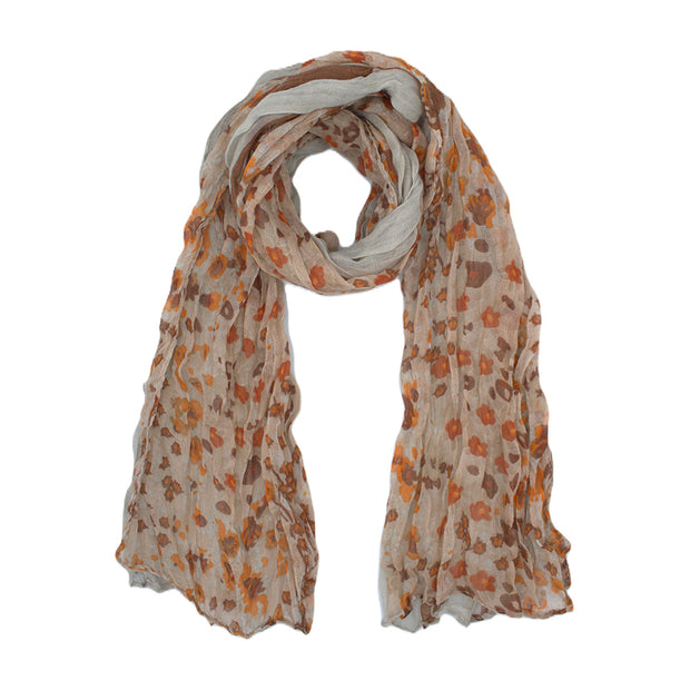 Giraffe and Floral Print Soft Crinkle Scarves