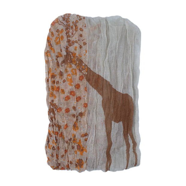 Giraffe and Floral Print Soft Crinkle Scarves