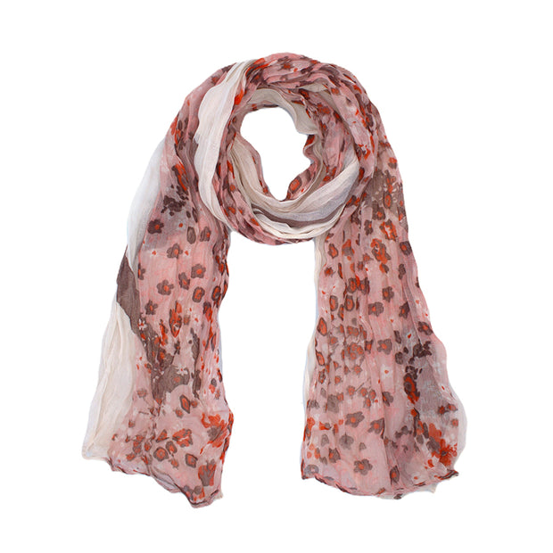 Giraffe and Floral Print Soft Crinkle Scarves