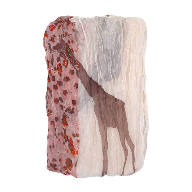 Giraffe and Floral Print Soft Crinkle Scarves