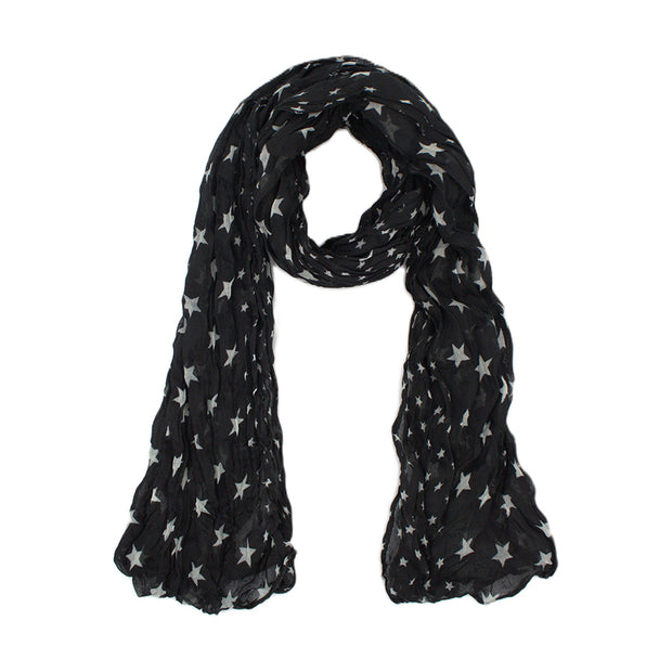 Star Print Soft Crinkle Scarves