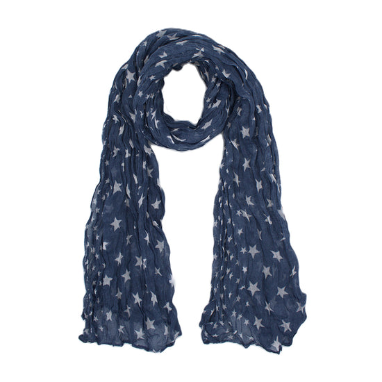 Star Print Soft Crinkle Scarves