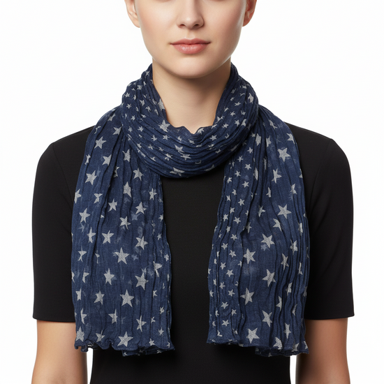 Star Print Soft Crinkle Scarves
