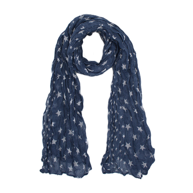 Star Print Soft Crinkle Scarves