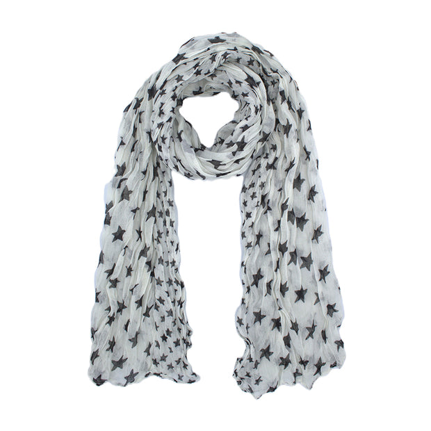 Star Print Soft Crinkle Scarves