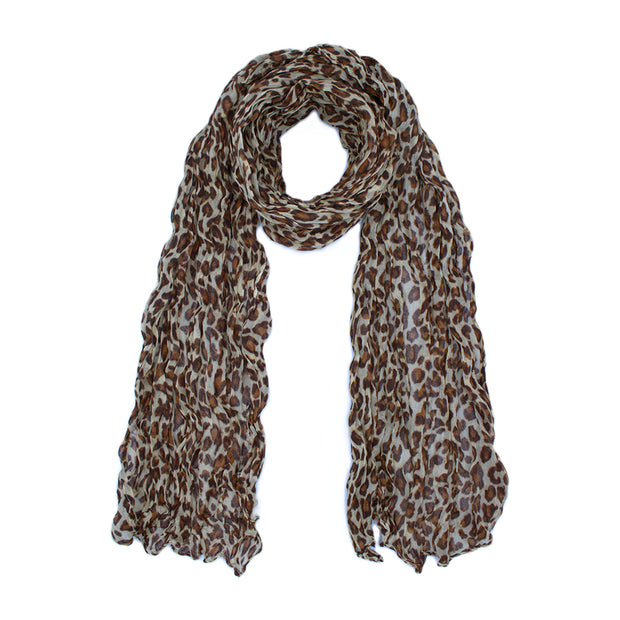 Leopard Print Soft Crinkle Scarves