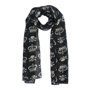 Pirate Skull & Crown Chiffon Print Scarf